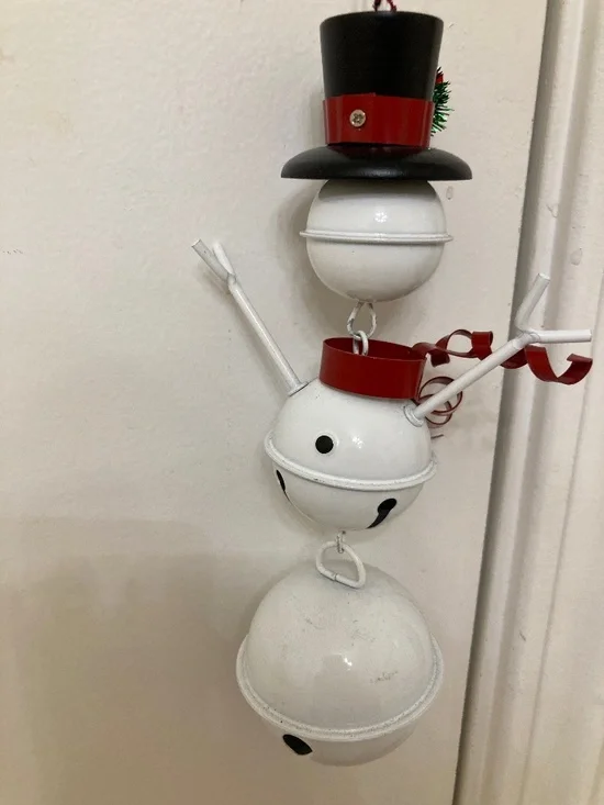 Festive Snowman Bell Ornament - Picture 2 of 4